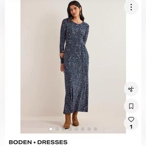Boden Navy Floral Long Sleeve Dress